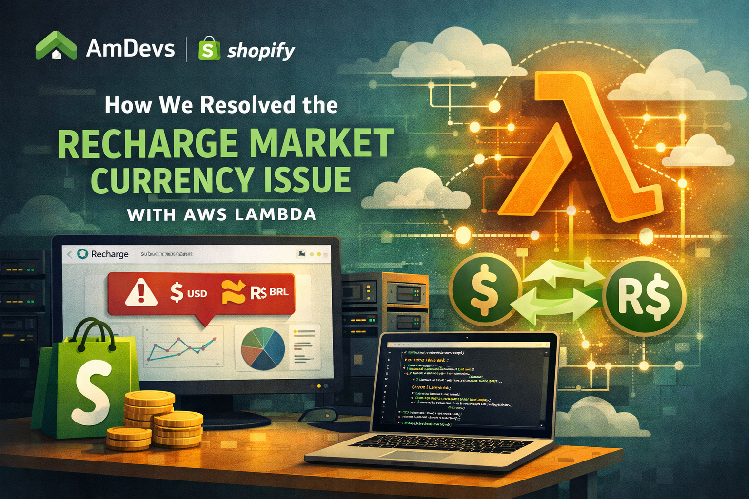 Recharge, Shopify e AWS Lambda: correção de moeda de mercado em assinaturas